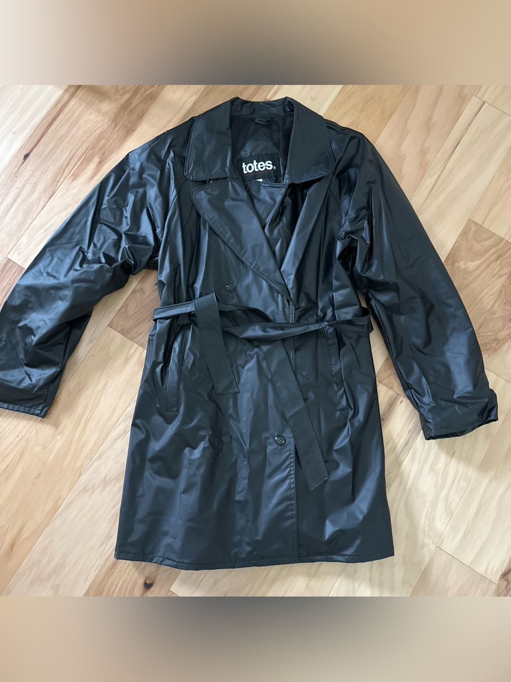 totes Black Rain Trench Coat with Belt